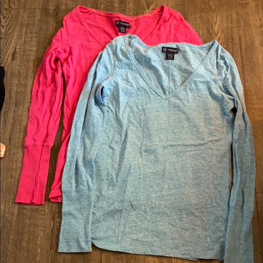 2 American Eagle long sleeve tops size large